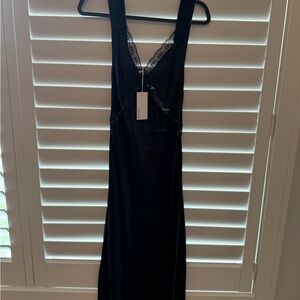 NWT Reformation Provence Silk Lace-Trim Dress